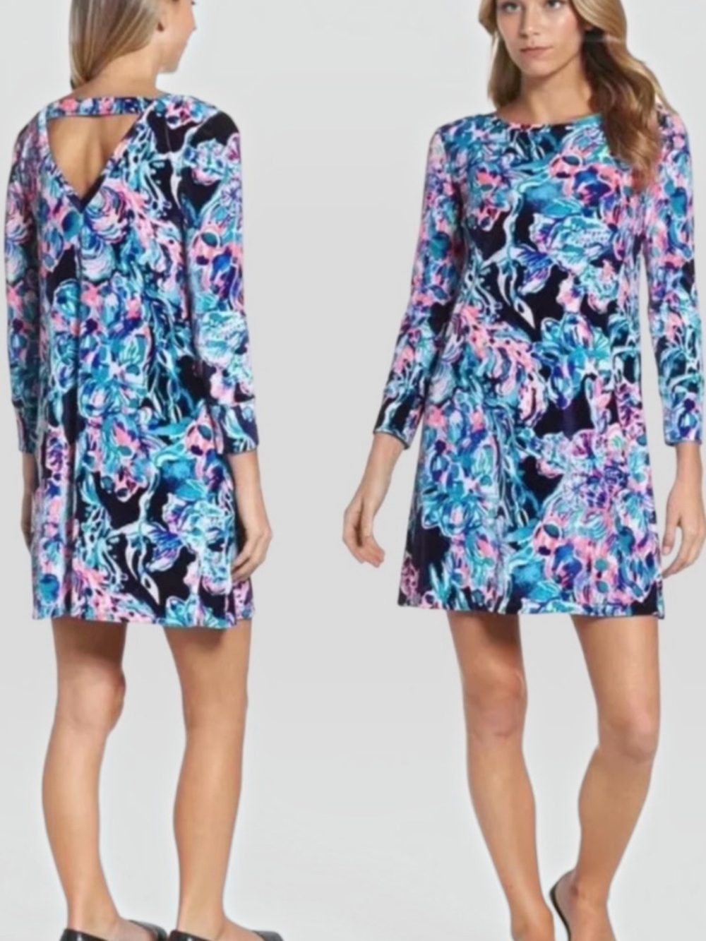 LILLY PULITZER VELOUR OLIVE DRESS SIZE LARGE